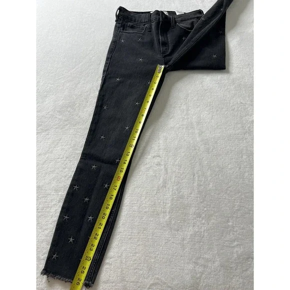 Abercrombie & Fitch Star Embroidered High Rise Ankle Black Jean Denim Size 25 0R - Picture 5 of 7